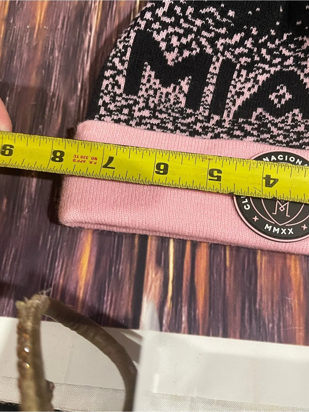 YouthEra International Miami MMXX Cuffed Pom Knit Beanie Fleece Lined Black Pink